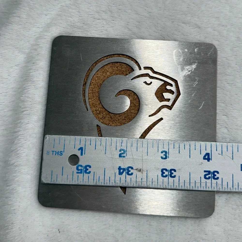 Set of 4 Brushed Stainless Steel‎ LA Rams Boasters Cork Backed Coasters 4x4